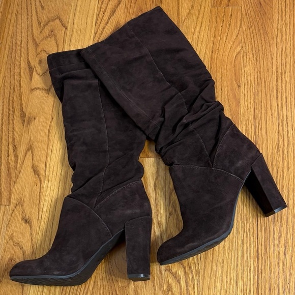 NINE WEST Genuine Suede Leather Slouchy High Heel Slouch Boot 8 - Picture 2 of 16